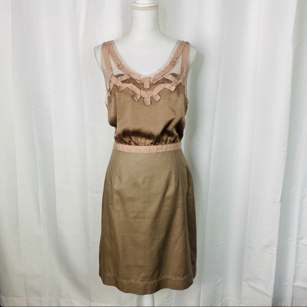 Ann Taylor Loft Taupe Ribbon Embellished Dress